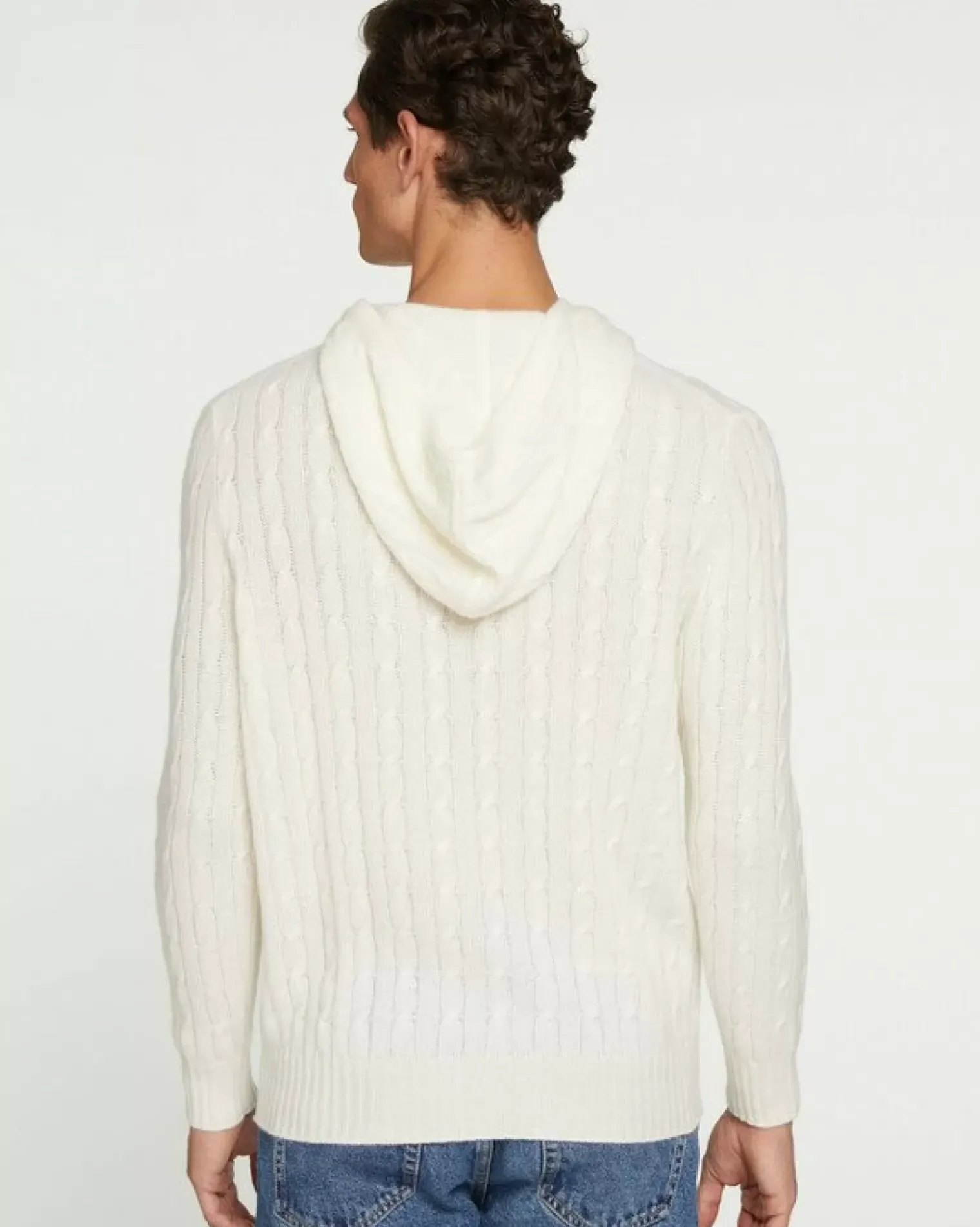 Kujten Hoodies>Cashmere Twisted Hoodie Blanc