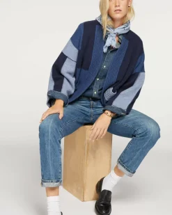 Kujten Jackets & Vests>Cashmere Vest Kimono Bleu Jeans
