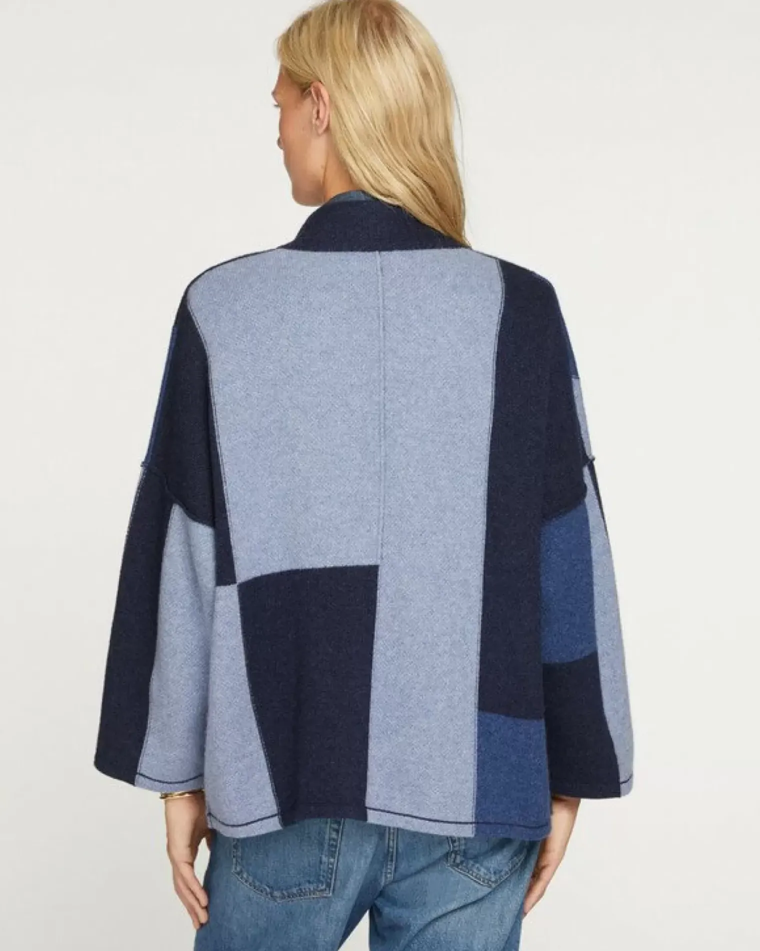 Kujten Jackets & Vests>Cashmere Vest Kimono Bleu Jeans