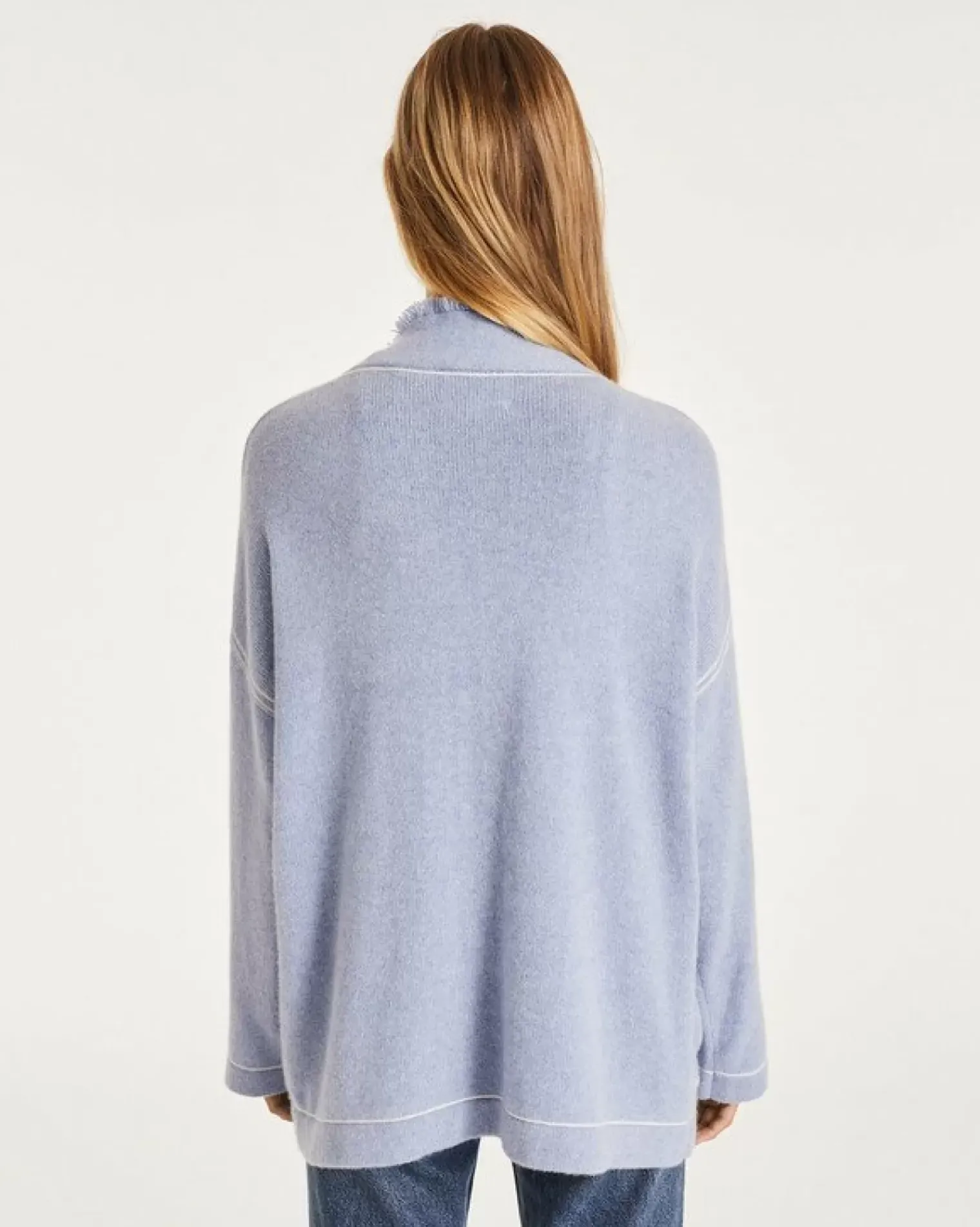 Kujten Jackets & Vests>Cashmere Vest With Fringed Edges Bleu Jeans