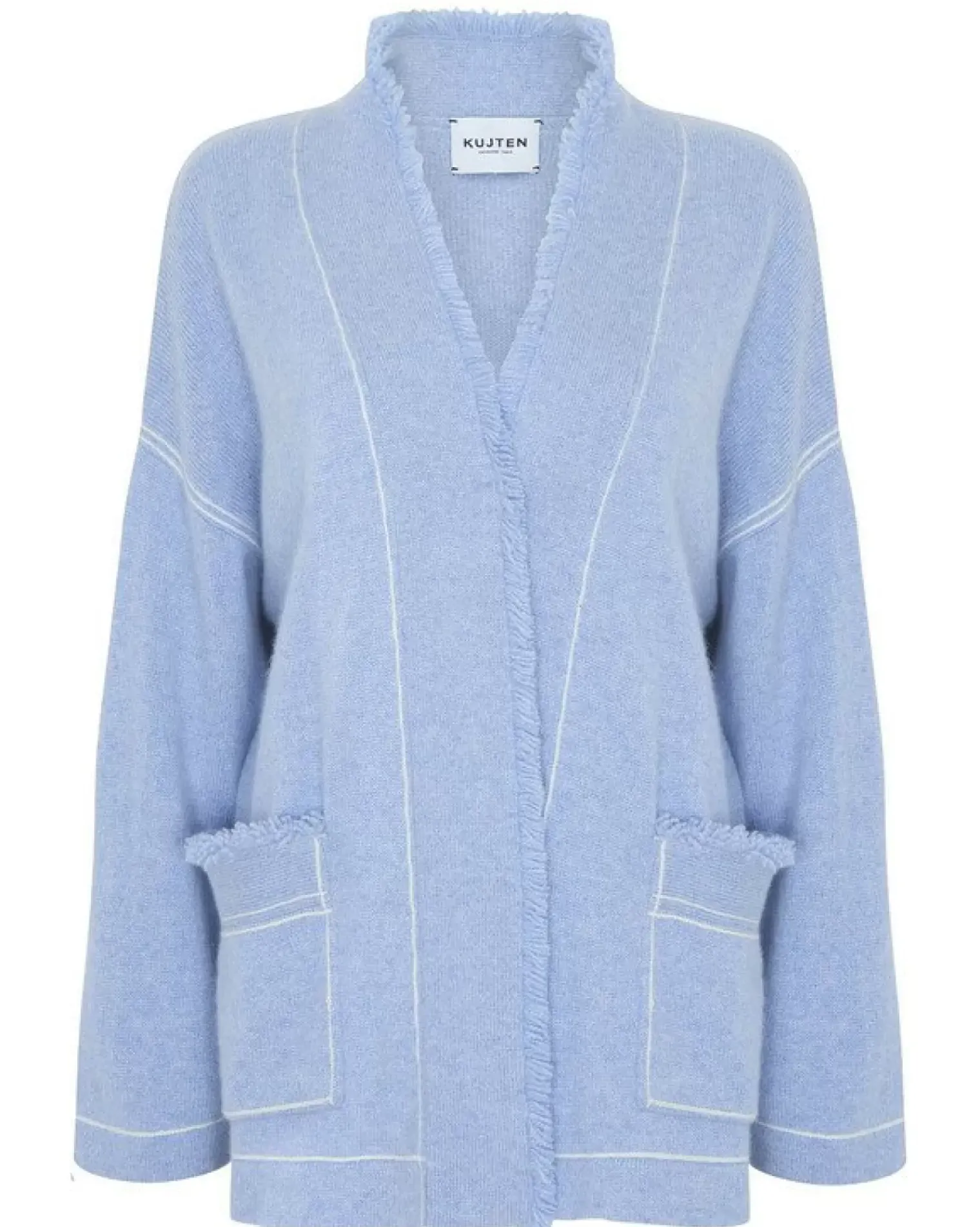 Kujten Jackets & Vests>Cashmere Vest With Fringed Edges Bleu Jeans