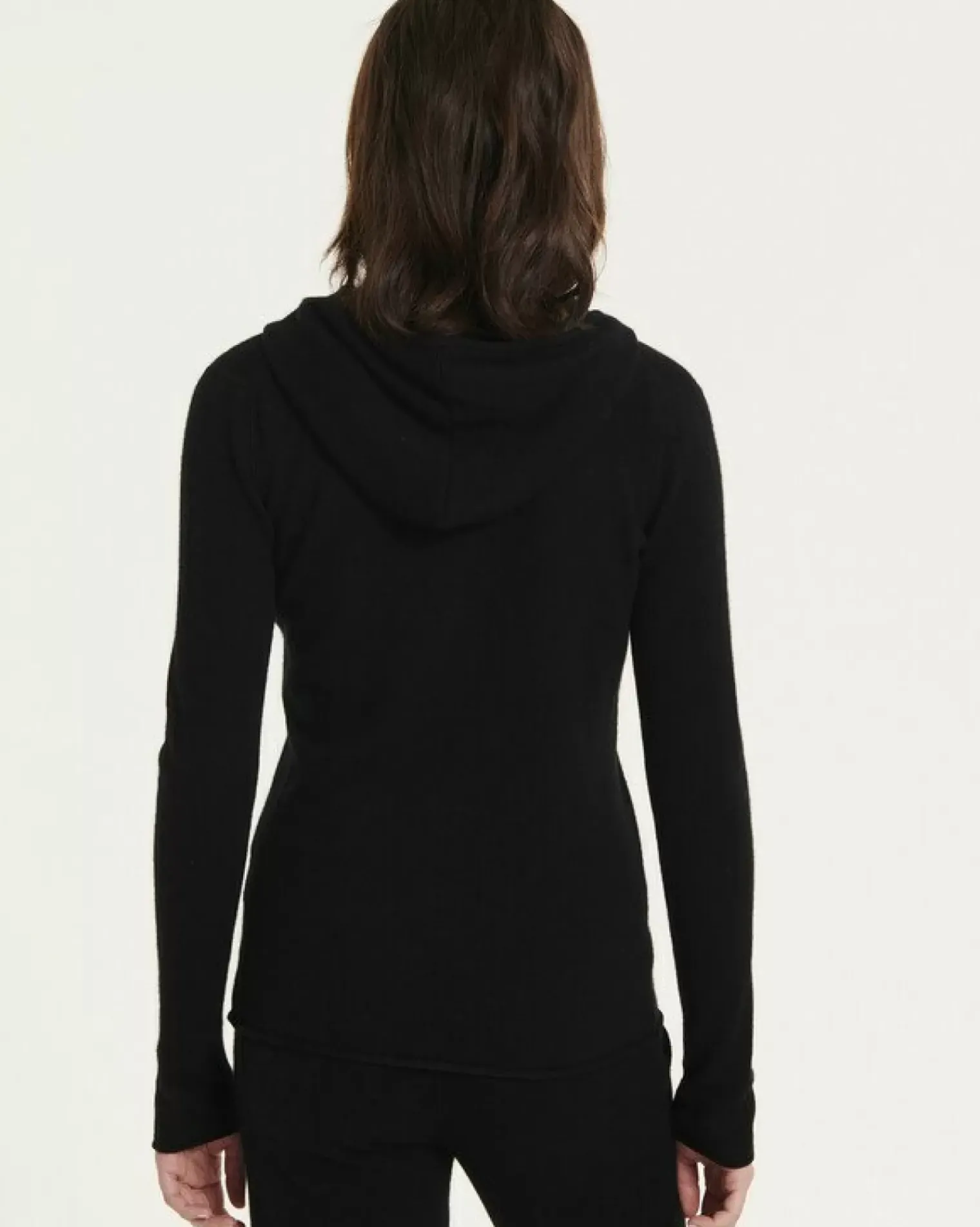 Kujten Hoodies>Cashmere Zipped Hooded Jacket, 2-Threads Noir