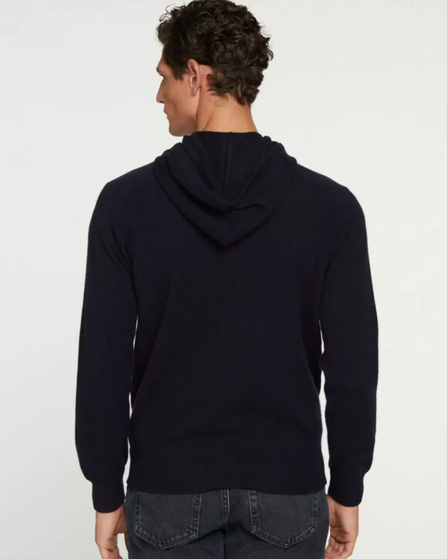 Kujten Hoodies>Cashmere Zipped Hooded Jacket, 2-Threads Bleu Marine Fonce