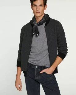 Kujten Coats>Cashmere Zipped Jacket Gris Anthracite