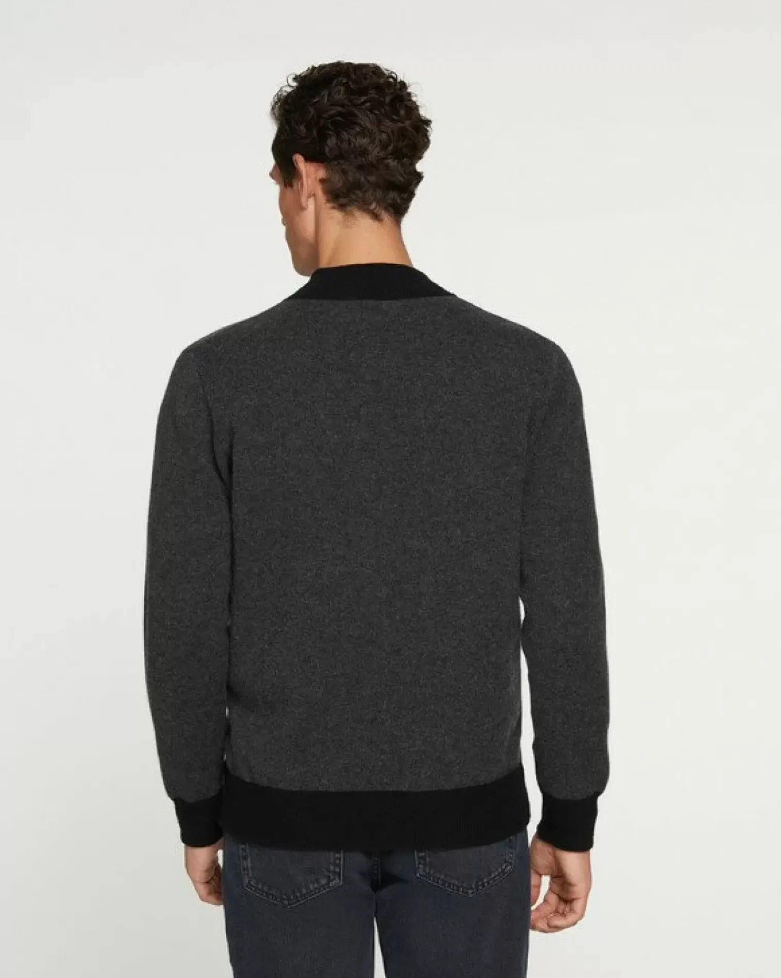 Kujten Coats>Cashmere Zipped Jacket Gris Anthracite
