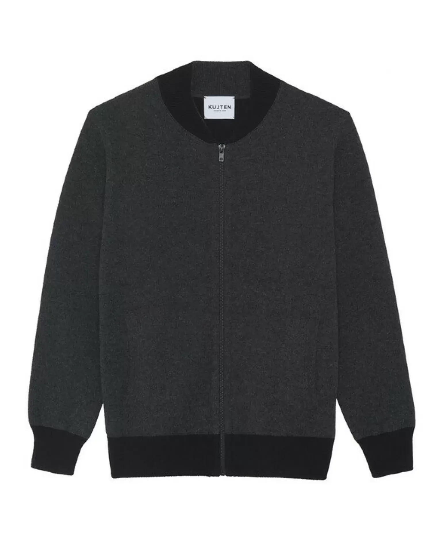 Kujten Coats>Cashmere Zipped Jacket Gris Anthracite