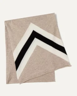 Kujten Scarves & Snoods>Chevron Pattern Cashmere Scarf Beige Chine