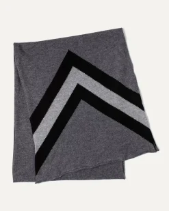 Kujten Scarves & Snoods>Chevron Pattern Cashmere Scarf Gris Flanelle