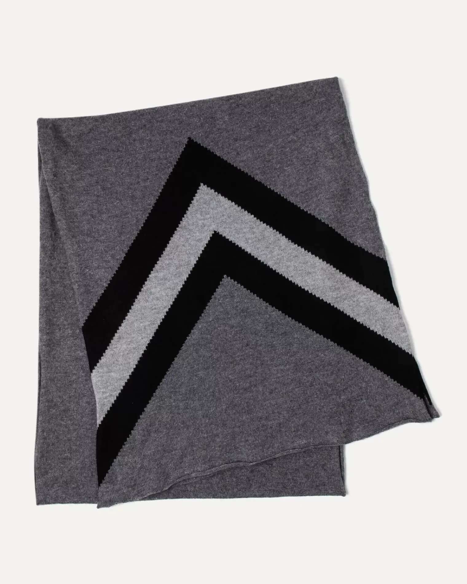 Kujten Scarves & Snoods>Chevron Pattern Cashmere Scarf Gris Flanelle