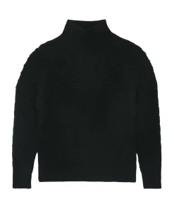 Kujten Sweaters & Sweatshirts>Chimney Neck Cashmere Sweater, 6-Threads Noir