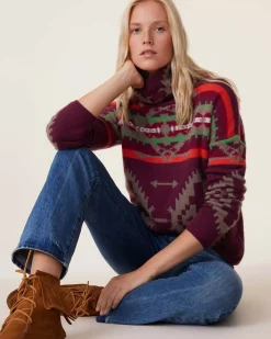 Kujten Sweaters & Sweatshirts>Chimney Neck Cashmere Sweater, 4-Threads Bordeaux