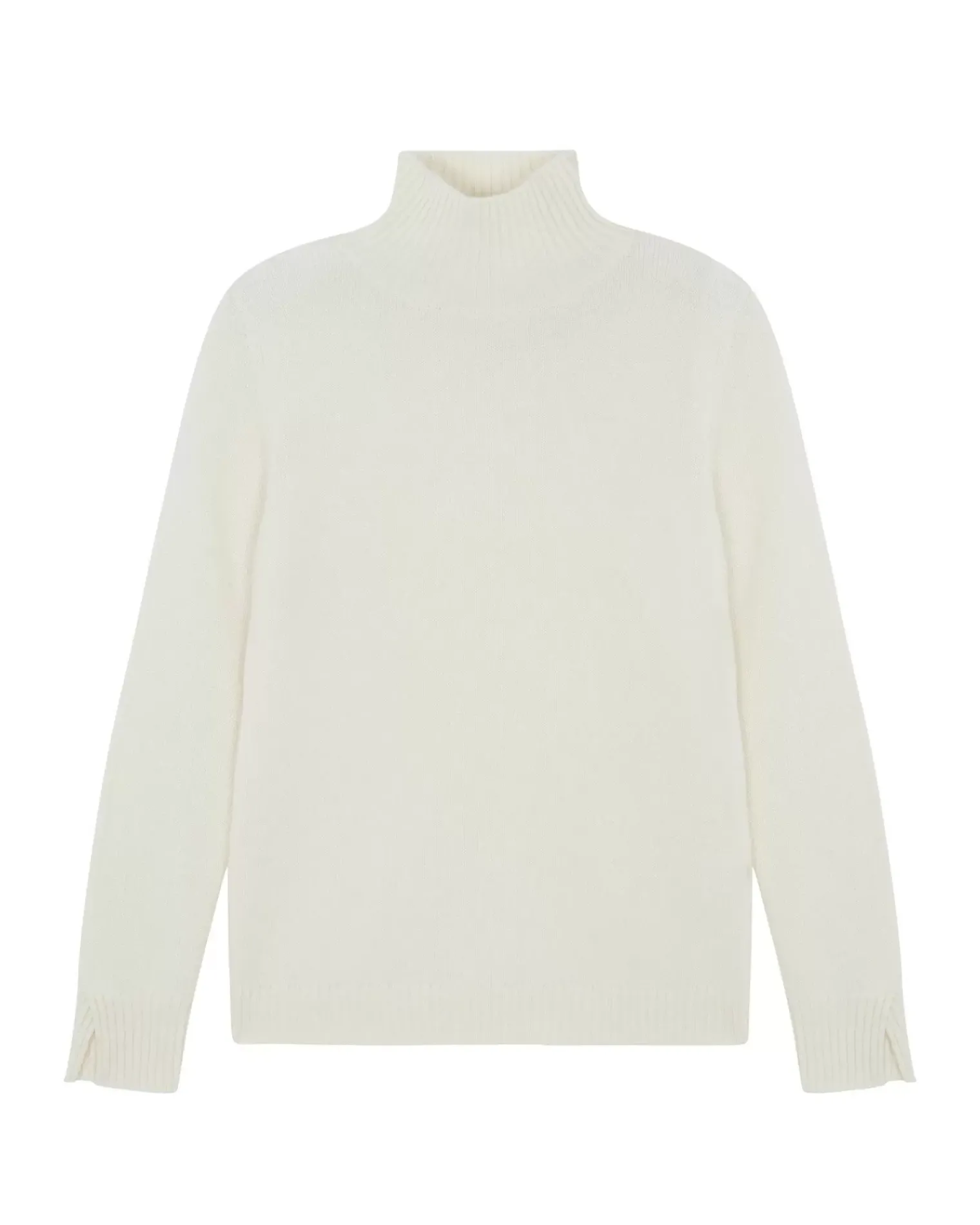 Kujten Sweaters & Sweatshirts>Chimney Neck Cashmere Sweater, 4-Threads Blanc