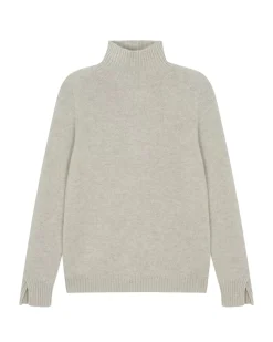 Kujten Sweaters & Sweatshirts>Chimney Neck Cashmere Sweater, 4-Threads Avoine