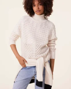 Kujten Sweaters & Sweatshirts>Chimney Neck Cashmere Sweater, 6-Threads Blanc