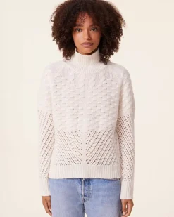 Kujten Sweaters & Sweatshirts>Chimney Neck Cashmere Sweater, 6-Threads Blanc