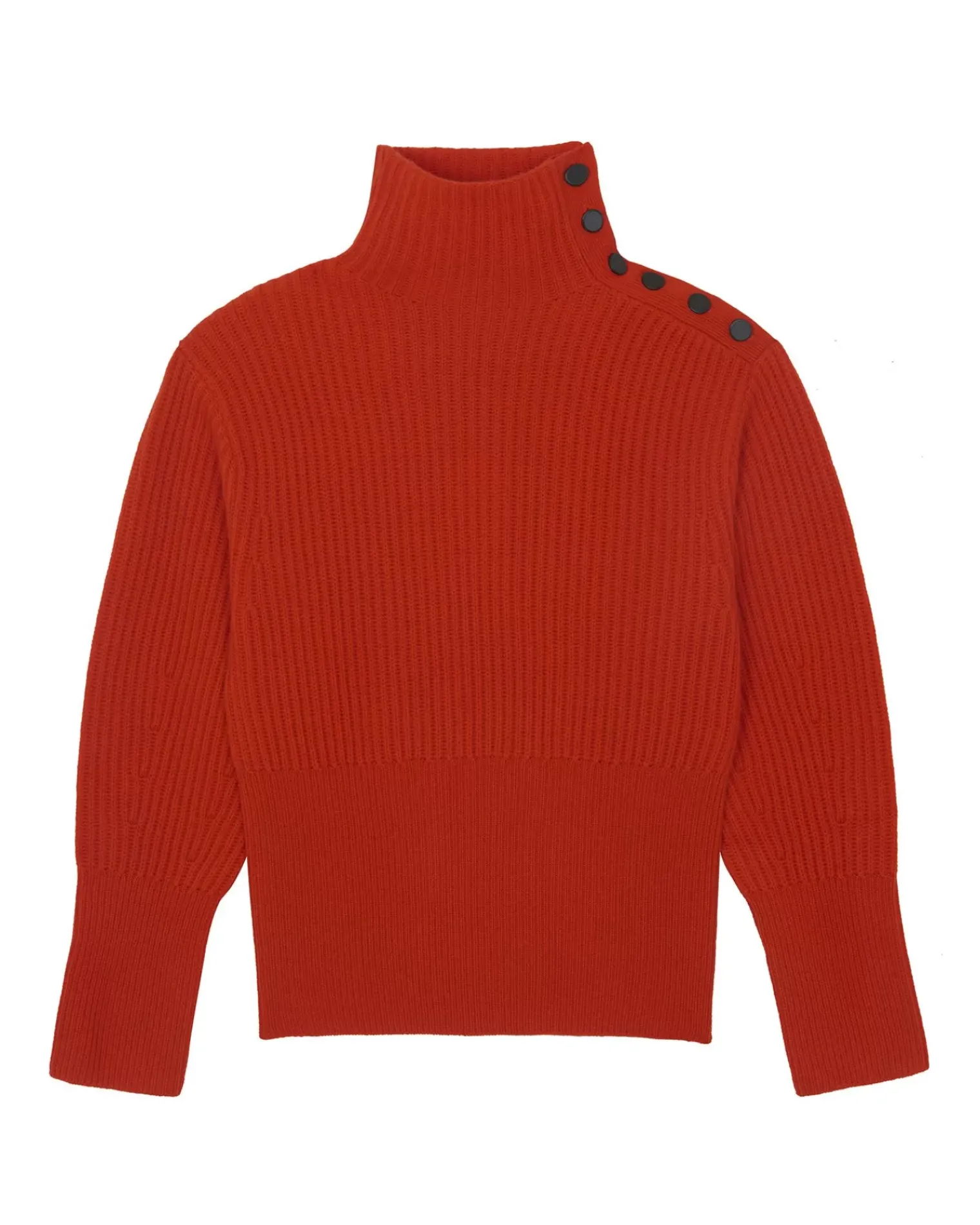 Kujten Sweaters & Sweatshirts>Chimney Neck Cashmere Sweater, 6-Threads Orange Rosso