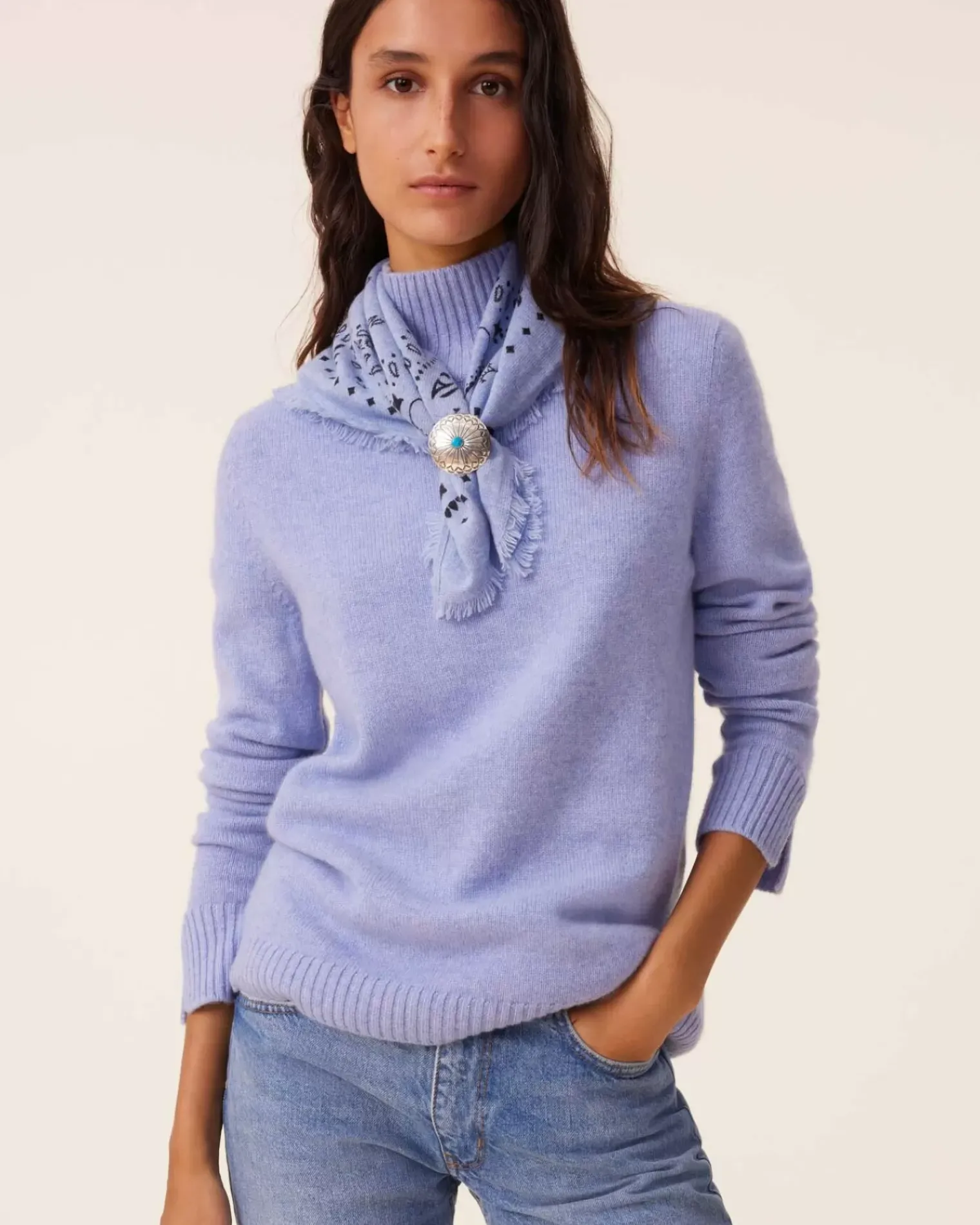 Kujten Sweaters & Sweatshirts>Chimney Neck Cashmere Sweater, 4-Threads Jeans
