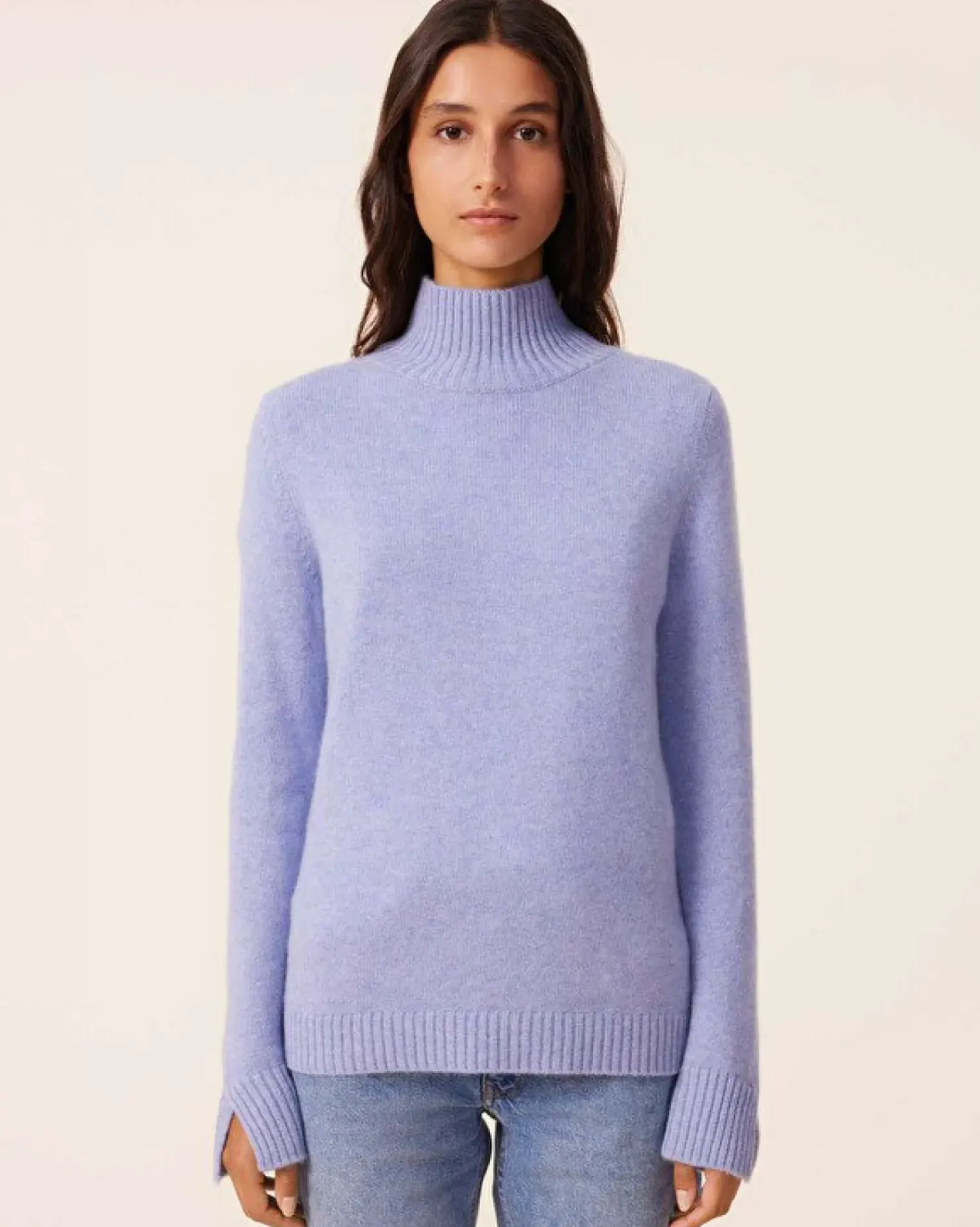 Kujten Sweaters & Sweatshirts>Chimney Neck Cashmere Sweater, 4-Threads Jeans