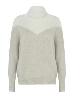 Kujten Sweaters & Sweatshirts>Chimney Neck Cashmere Sweater, 4-Threads Blanc