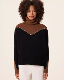 Kujten Sweaters & Sweatshirts>Chimney Neck Cashmere Sweater, 4-Threads Marron Epice