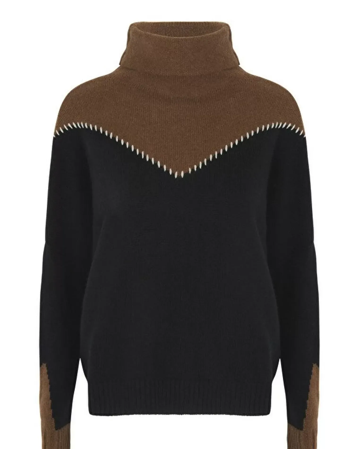 Kujten Sweaters & Sweatshirts>Chimney Neck Cashmere Sweater, 4-Threads Marron Epice