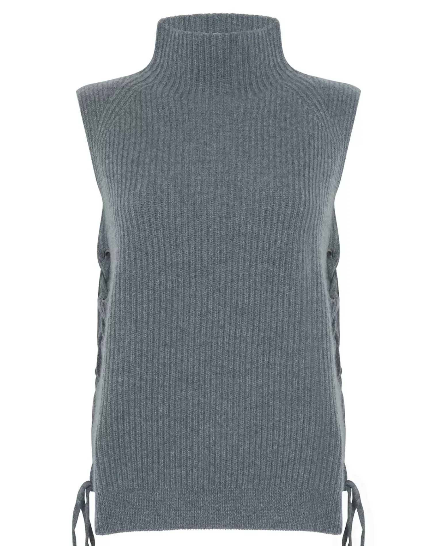 Kujten Sweaters & Sweatshirts>Chimney Neck Cashmere Vest, 6-Threads Gris Flanelle