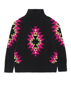 Kujten Sweaters & Sweatshirts>Chimney Neck Oversize Cashmere Sweater, 8-Threads Noir