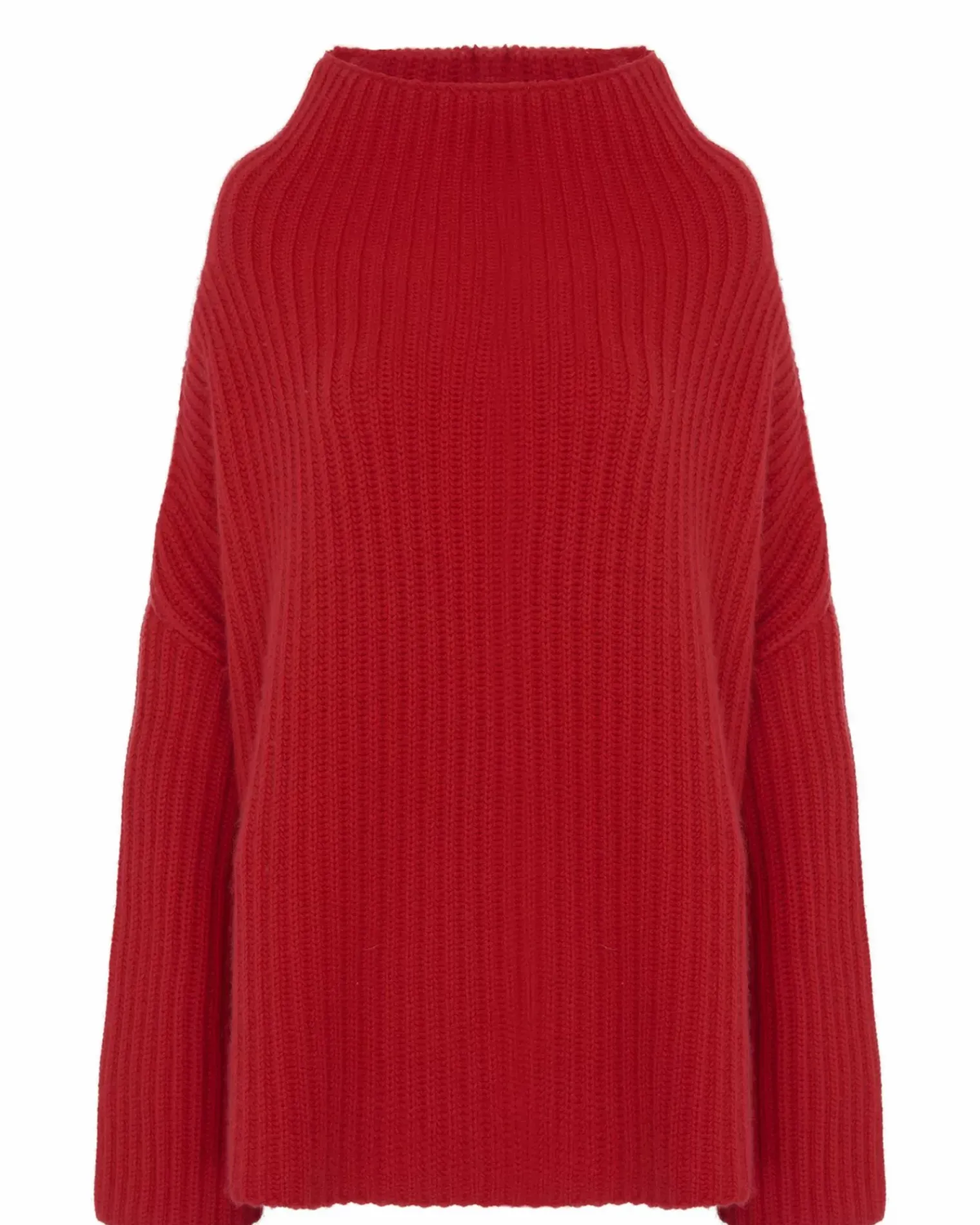 Kujten Sweaters & Sweatshirts>Chimney Neck Oversize Cashmere Sweater, 10-Threads Rouge Tomato
