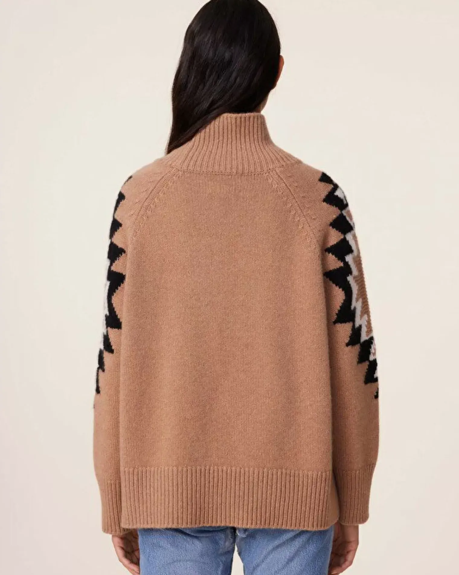 Kujten Sweaters & Sweatshirts>Chimney Neck Oversize Cashmere Sweater, 8-Threads Camelo