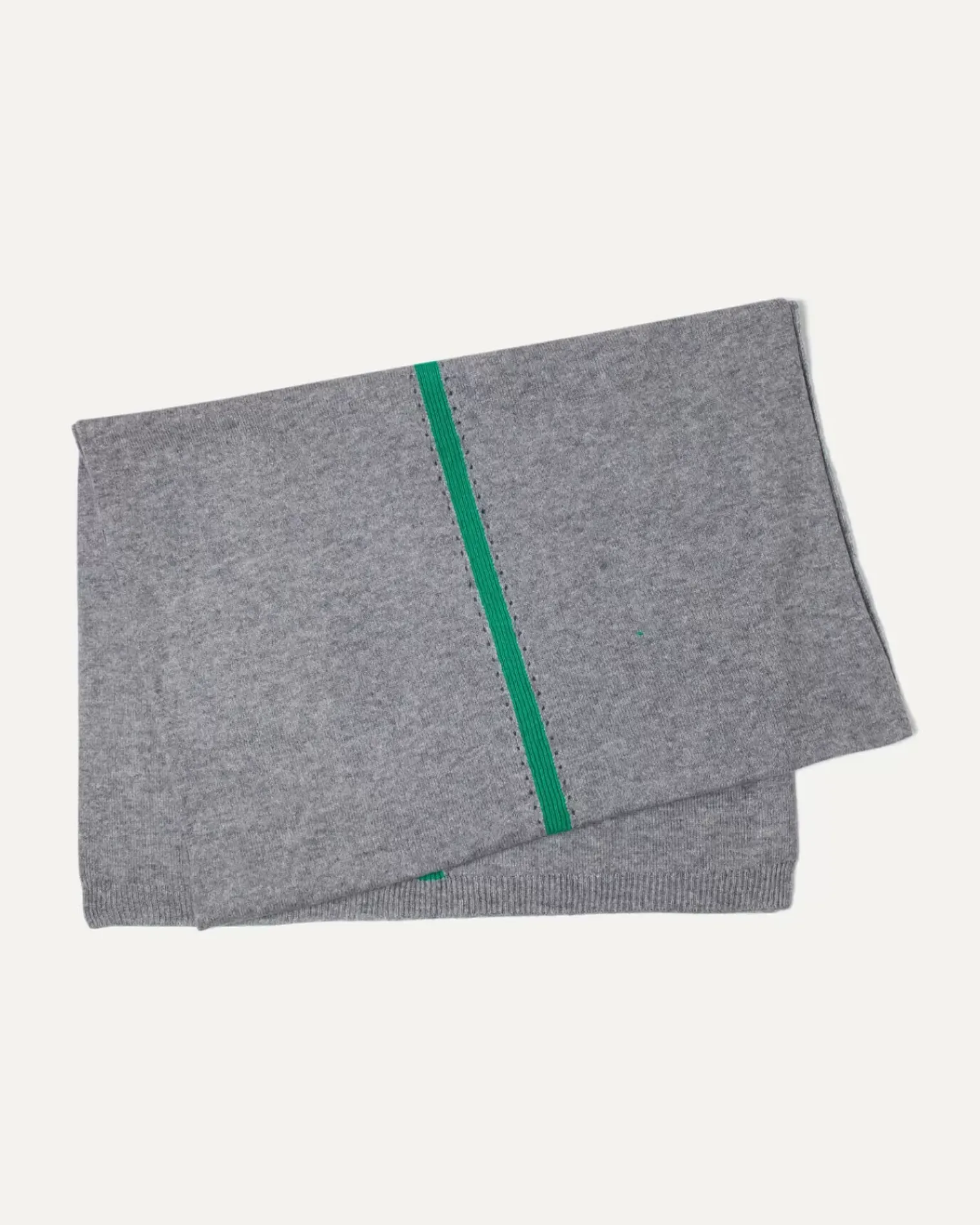 Kujten Scarves & Snoods>Contrast Band Cashmere Scarf Gris Chine