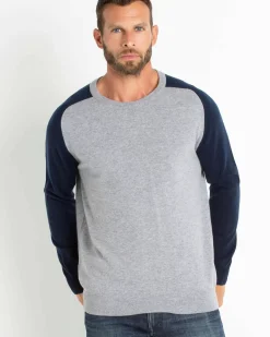 Kujten Sweaters & Sweatshirts>Contrast Sleeves Cashmere Sweater Gris Chine