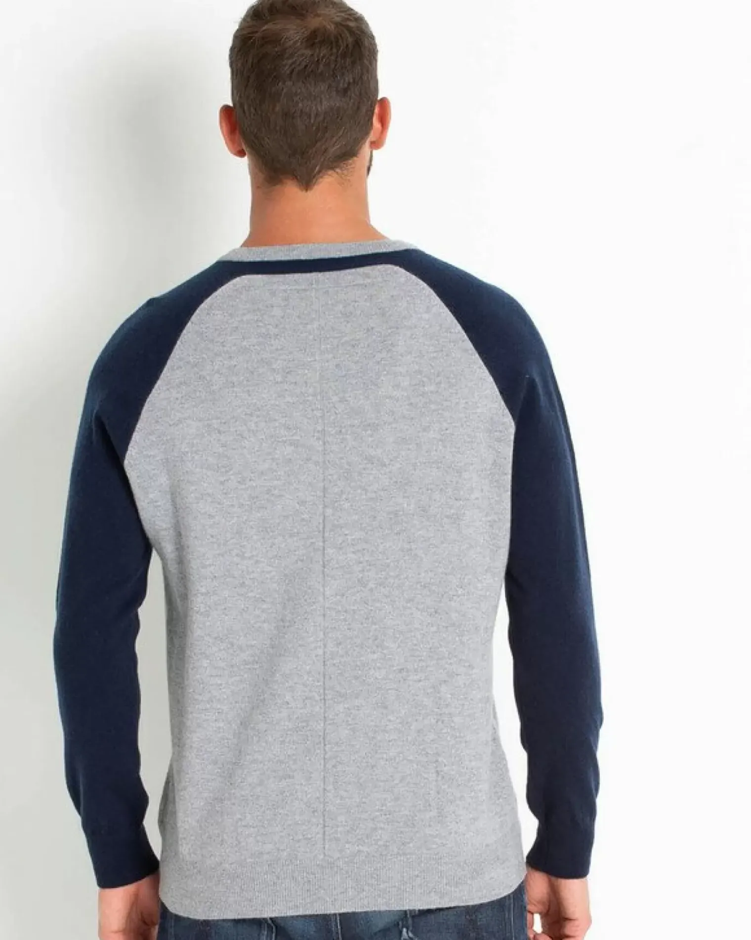 Kujten Sweaters & Sweatshirts>Contrast Sleeves Cashmere Sweater Gris Chine