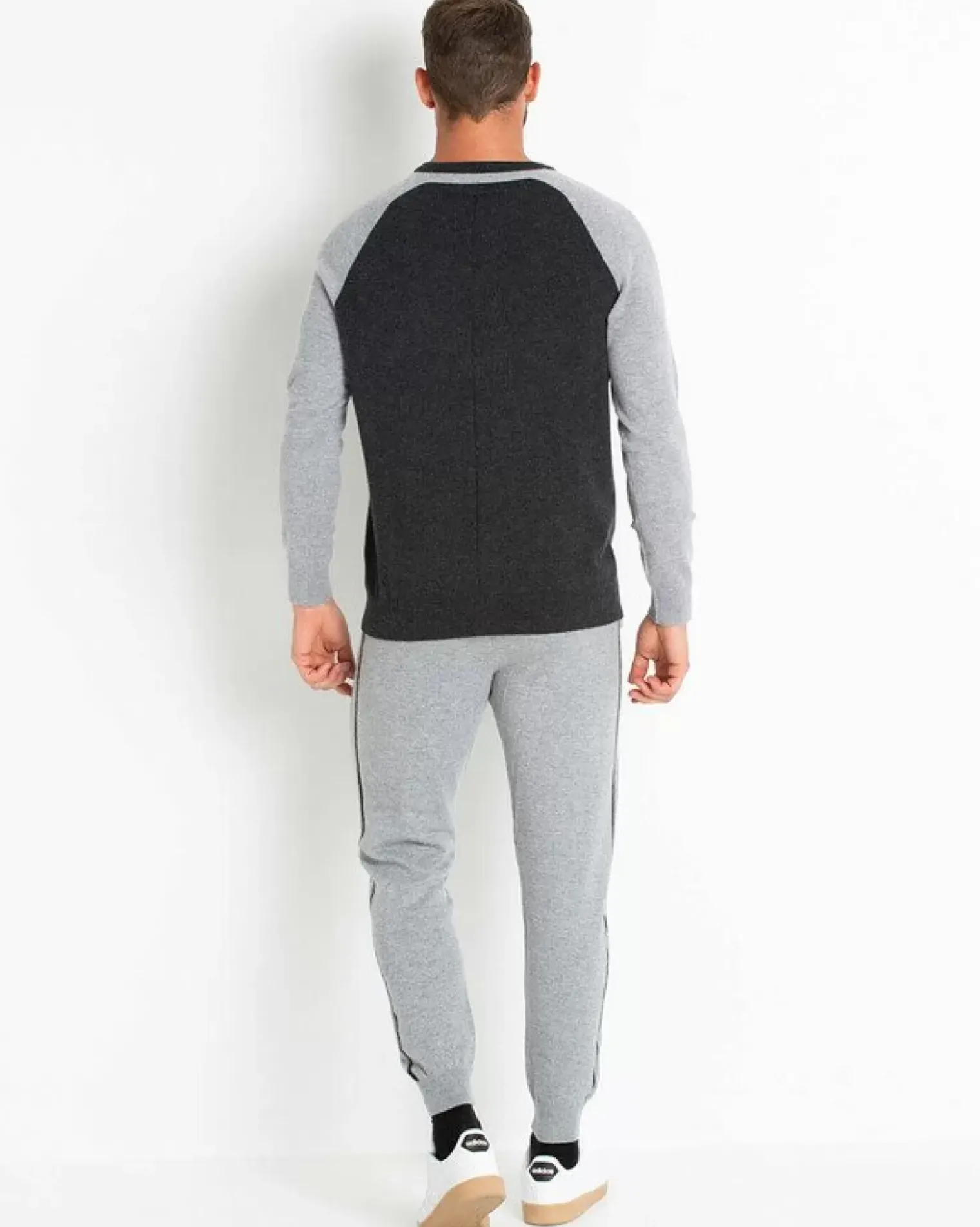 Kujten Sweaters & Sweatshirts>Contrast Sleeves Cashmere Sweater Gris Anthracite