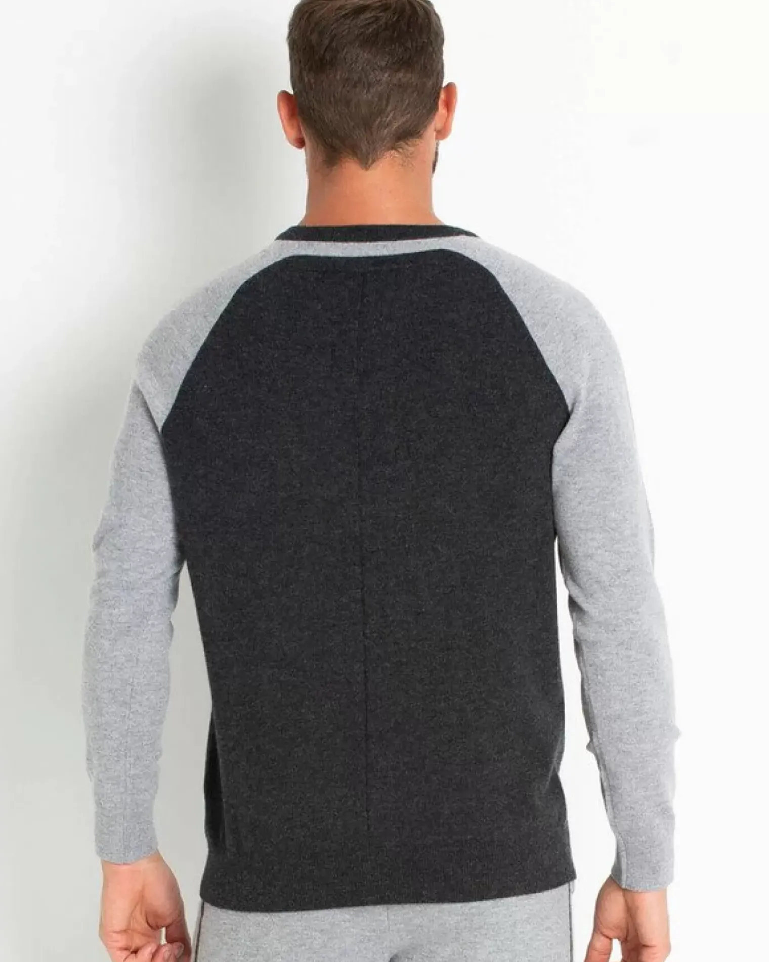 Kujten Sweaters & Sweatshirts>Contrast Sleeves Cashmere Sweater Gris Anthracite