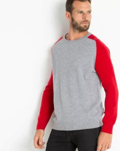 Kujten Sweaters & Sweatshirts>Contrast Sleeves Cashmere Sweater Gris Chine
