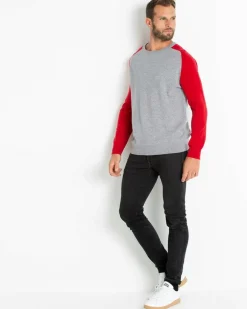 Kujten Sweaters & Sweatshirts>Contrast Sleeves Cashmere Sweater Gris Chine