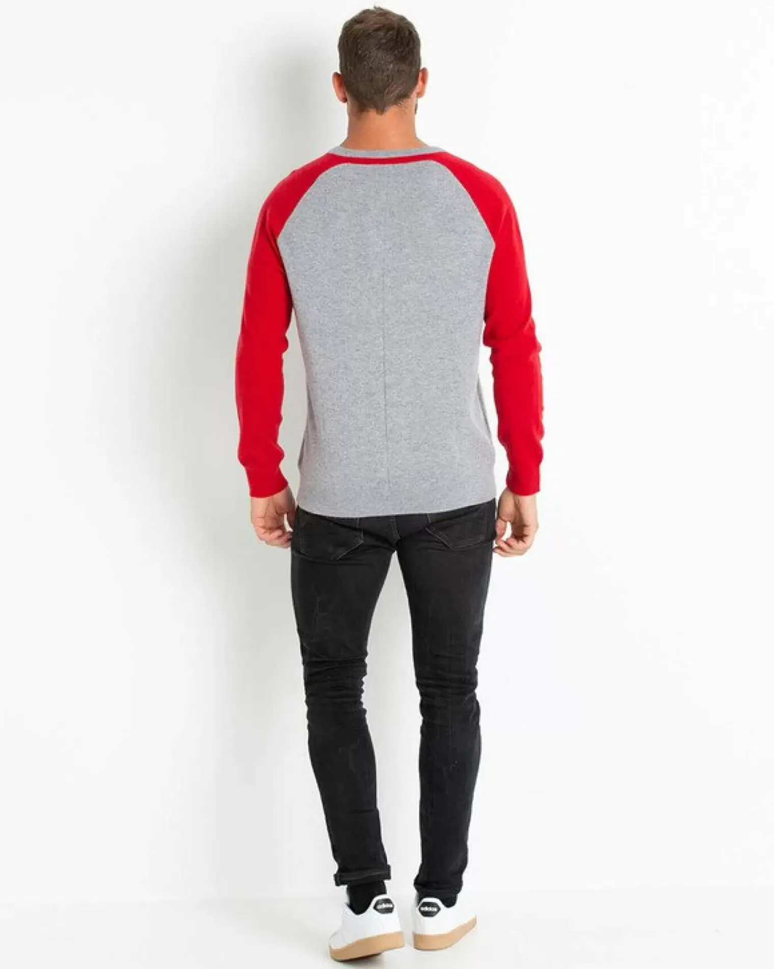 Kujten Sweaters & Sweatshirts>Contrast Sleeves Cashmere Sweater Gris Chine