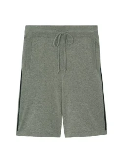 Kujten Joggings & Shorts>Contrasted Stripes Man Cashmere Shorts Kaki Chine