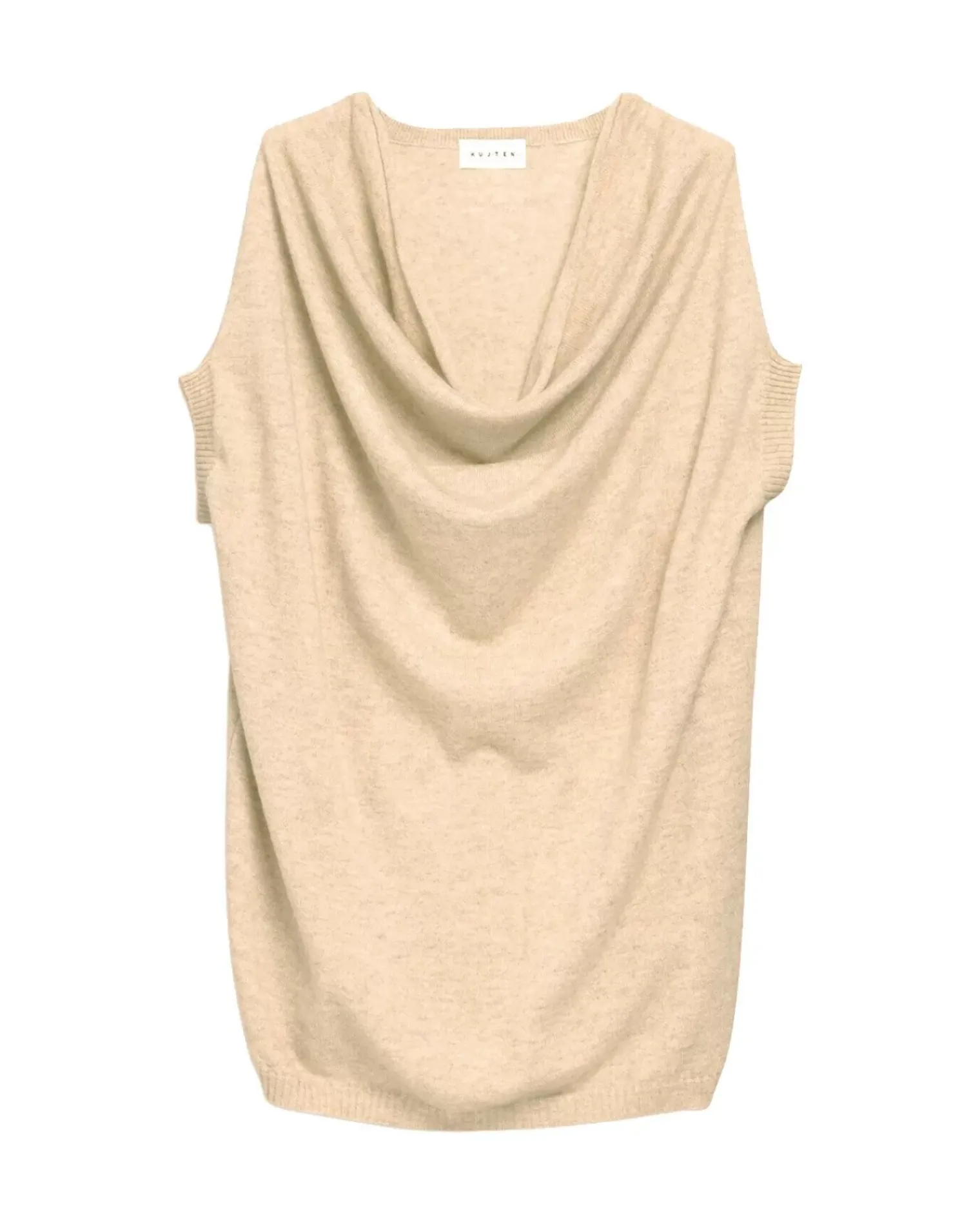 Kujten Sweaters & Sweatshirts>Cowl Neck Sleeveless Sweater Beige Chine