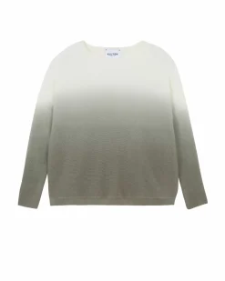 Kujten Sweaters & Sweatshirts>Dip Dye Oversized Cashmere Sweater, 2-Threads Kaki Chine