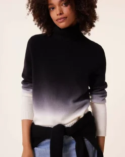 Kujten Sweaters & Sweatshirts>Dip Dye Turtleneck Cashmere Sweater, 4-Threads Noir