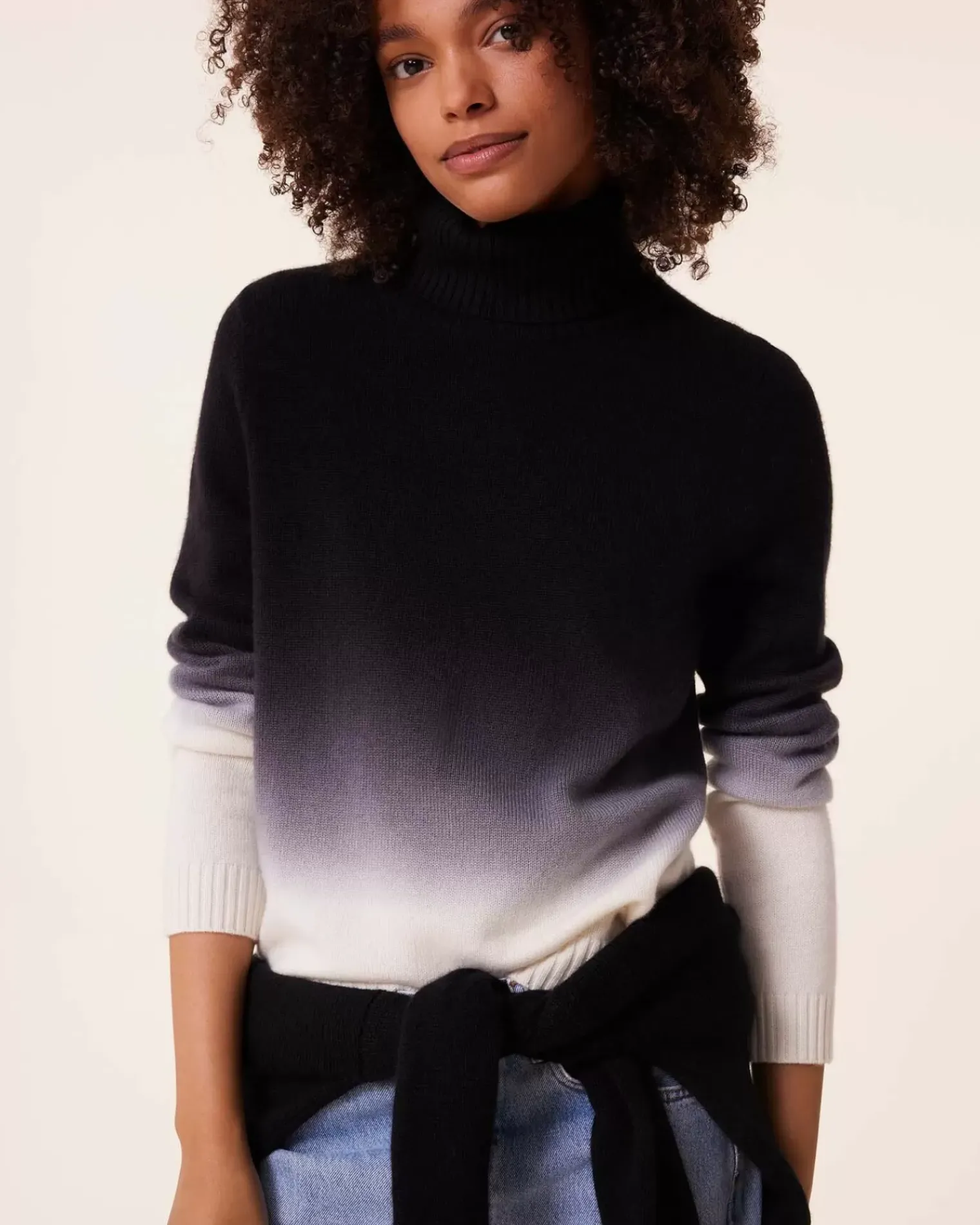 Kujten Sweaters & Sweatshirts>Dip Dye Turtleneck Cashmere Sweater, 4-Threads Noir