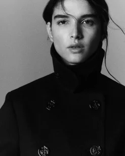 Kujten Coats>Double Sided Cashmere Peacoat Noir