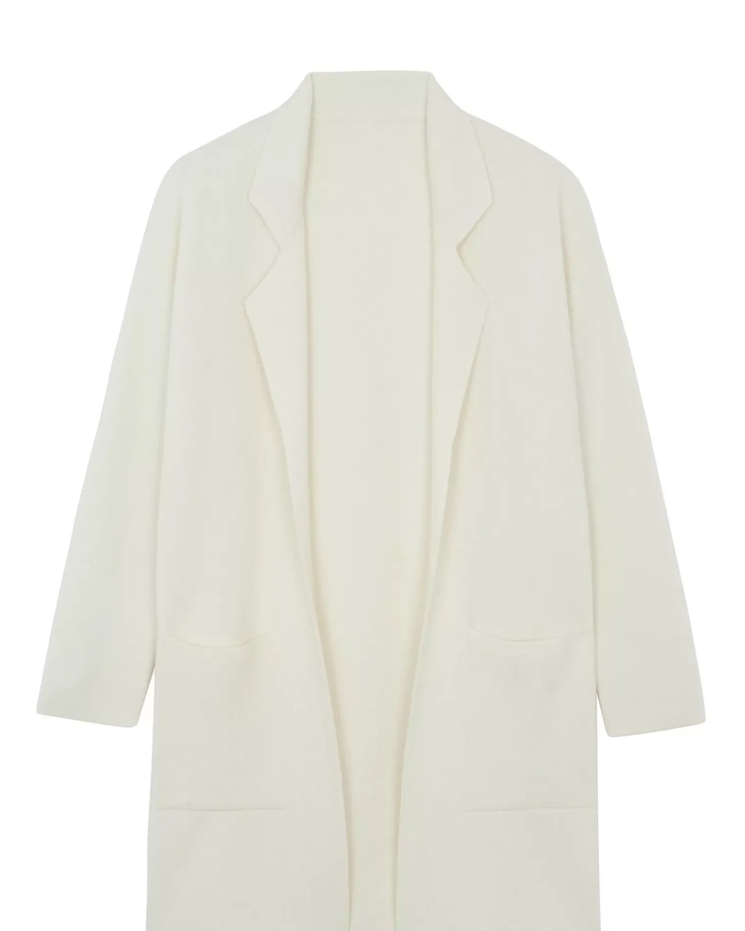 Kujten Coats>Double Sided Long Cashmere Blazer Jacket, 2-Threads Blanc