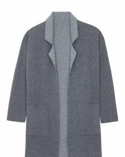 Kujten Coats>Double Sided Long Cashmere Blazer Jacket, 2-Threads Gris Flanelle