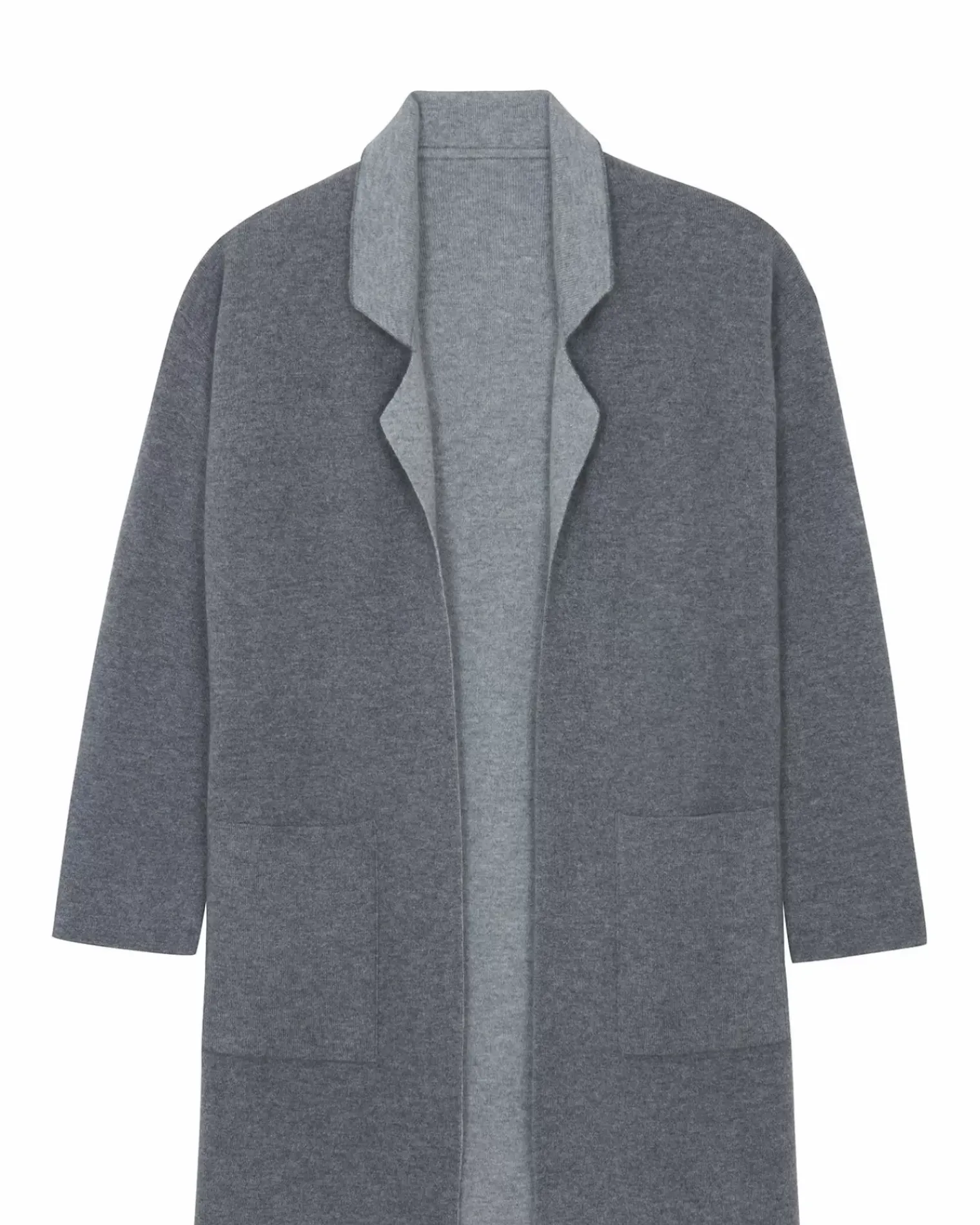 Kujten Coats>Double Sided Long Cashmere Blazer Jacket, 2-Threads Gris Flanelle