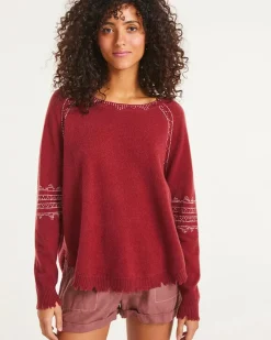 Kujten Sweaters & Sweatshirts>Embroidery Round Neck Cashmere Sweater Sierra