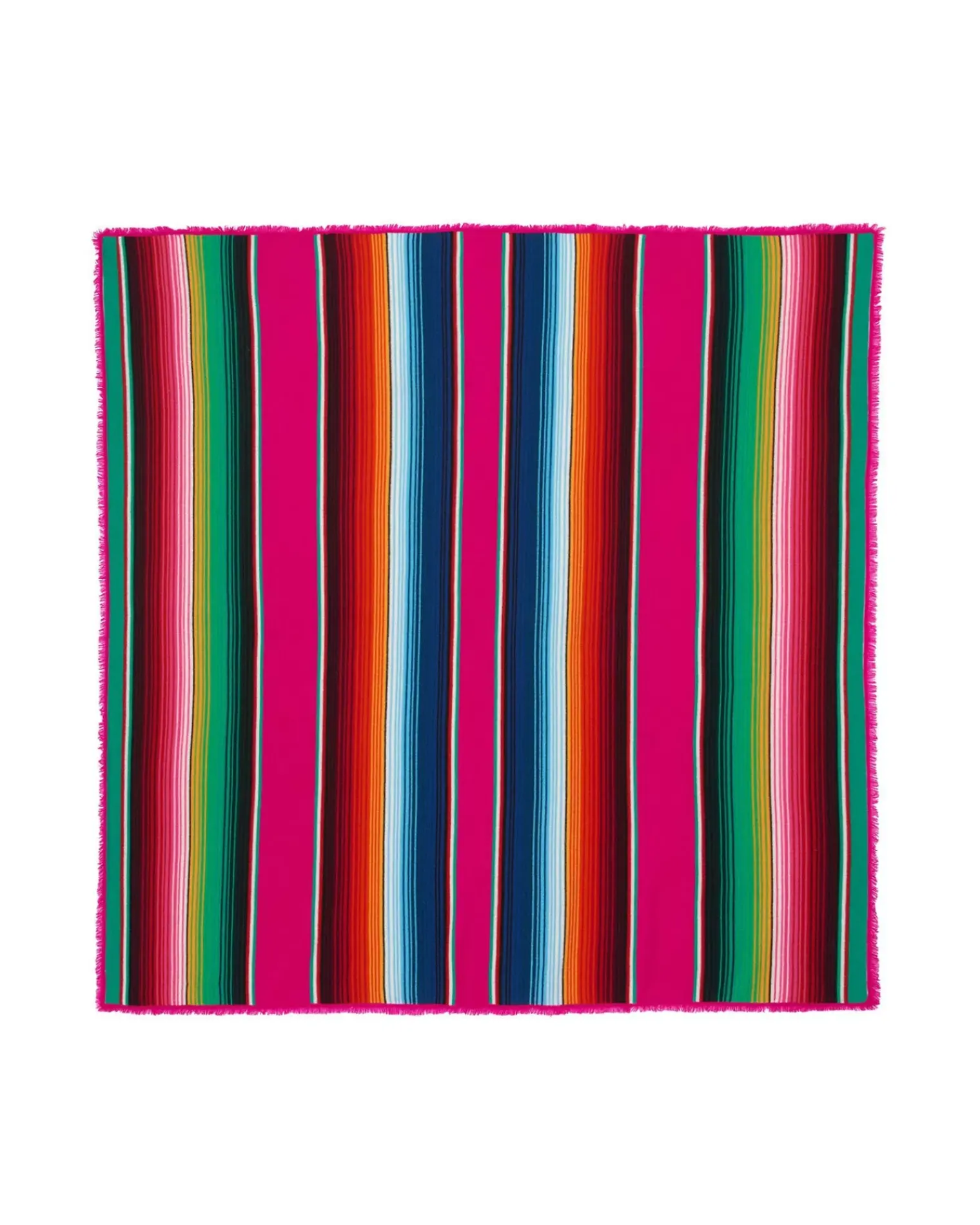 Kujten Scarves & Snoods>Extra Large Striped Cashmere Bandana Rose Magenta
