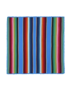 Kujten Scarves & Snoods>Extra Large Striped Cashmere Bandana Bleu Kabalos