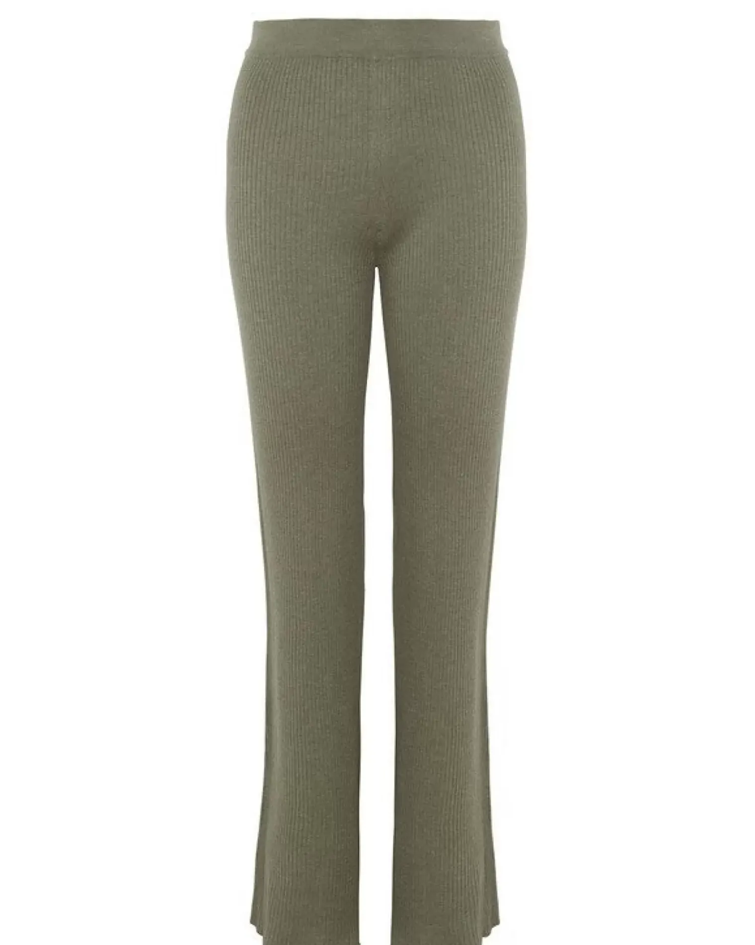 Kujten Pants & Shorts>Flared Silk-Cashmere Pants Kaki Chine